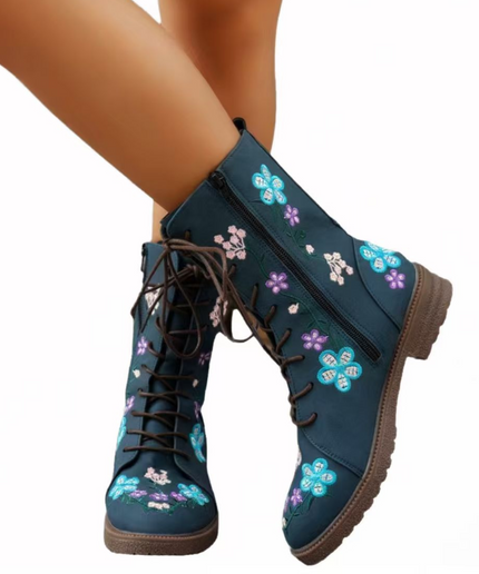 Nuvin™ Broderade Tygstövlar Till Halva Vaden