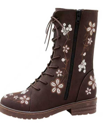 Nuvin™ Broderade Tygstövlar Till Halva Vaden