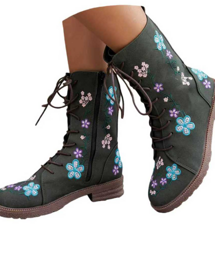 Nuvin™ Broderade Tygstövlar Till Halva Vaden