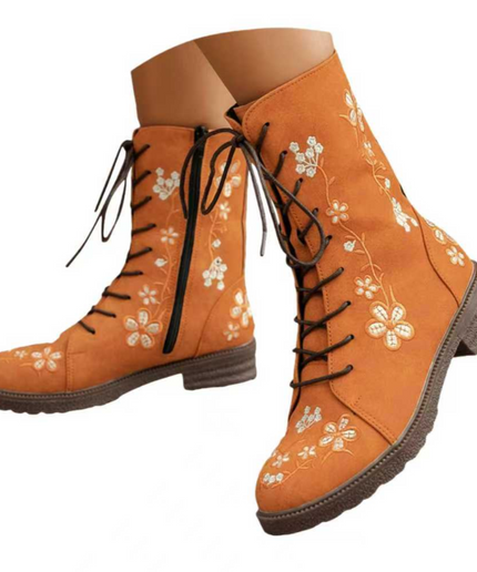 Nuvin™ Broderade Tygstövlar Till Halva Vaden