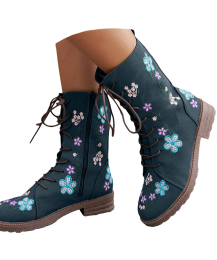 Nuvin™ Broderade Tygstövlar Till Halva Vaden